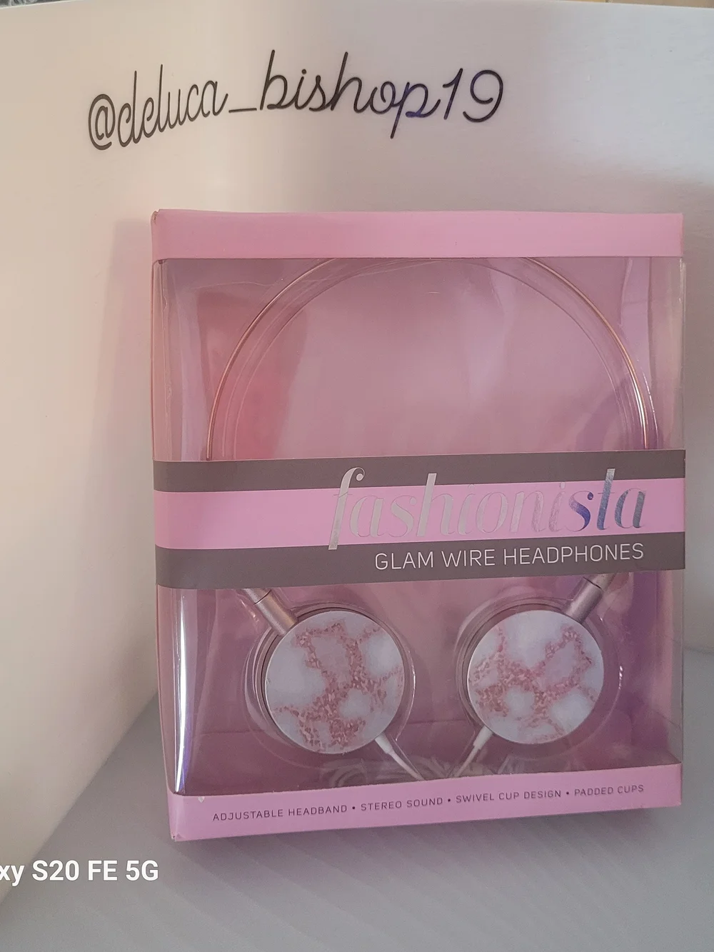 Fashionista Glam Wire Headphones - Pink Marble - Picture 1 of 2